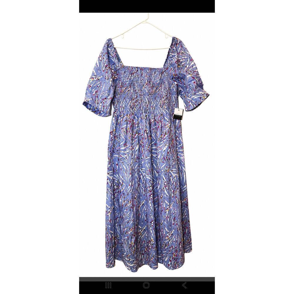 Elouquii womens plus size 2xl maxi dress long floral purple ruched smocked